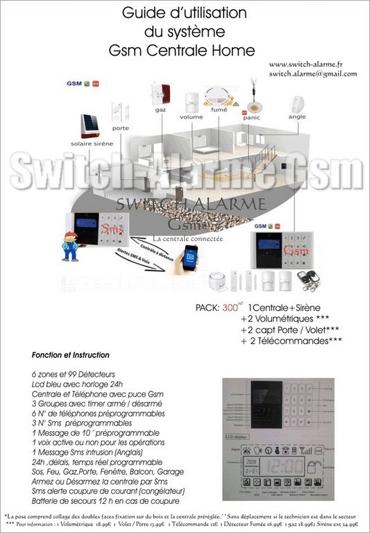 Descriptif de la centrale gsm pas Nintendo switch mais switch alarme